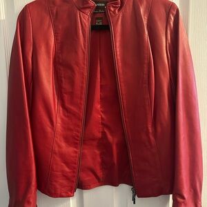 Danier Vibrant Red Leather Jacket